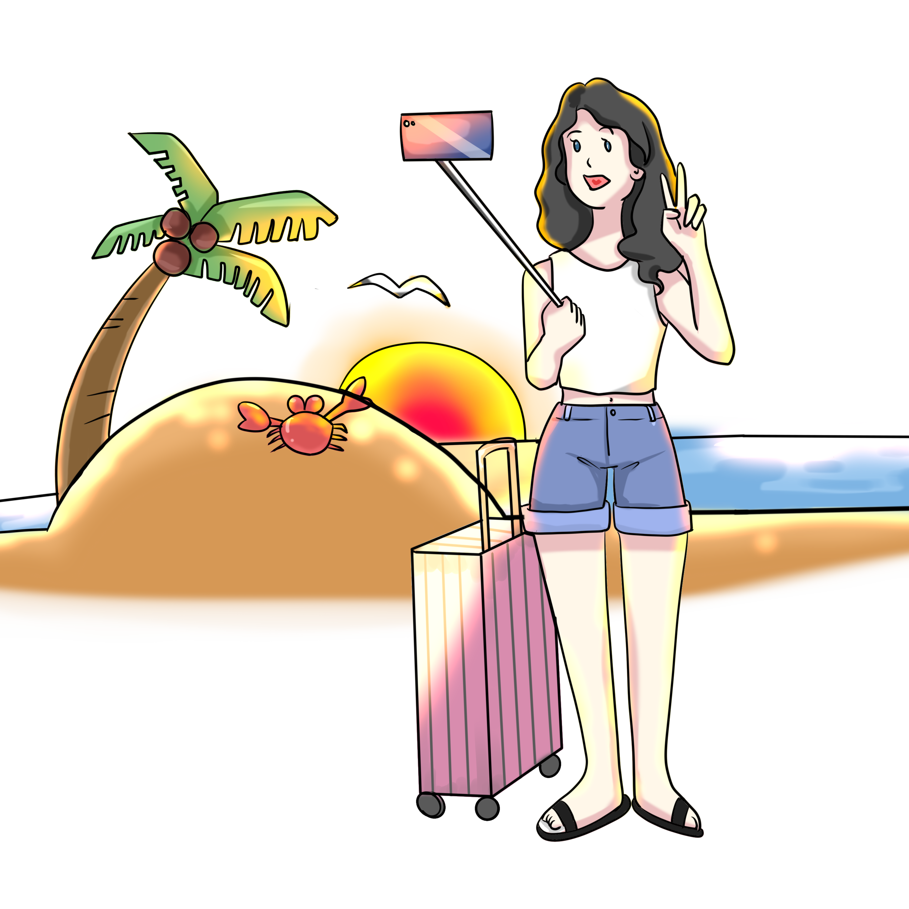 Lovepik_com-611292703-Travel girl selfie self-portrait illustration.png